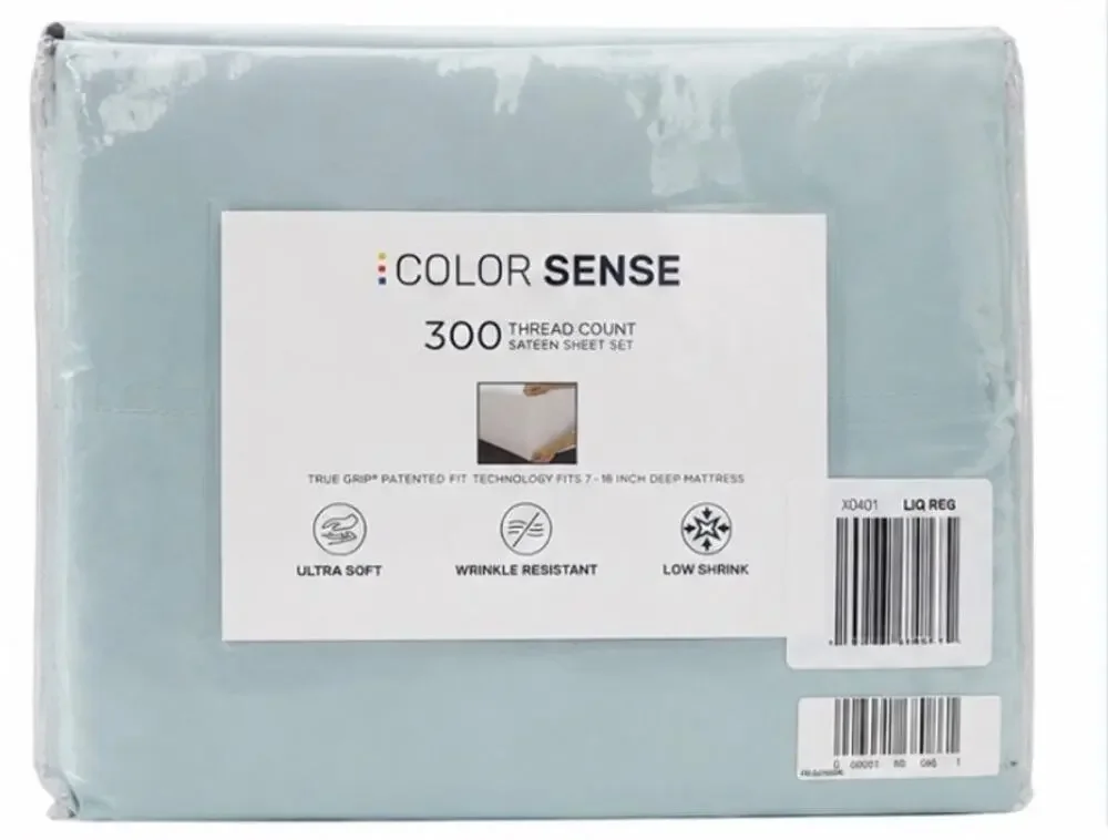 Color Sense King Sheet Set – 300 Thread Count Sateen – Teal 4-Piece Bedding Set